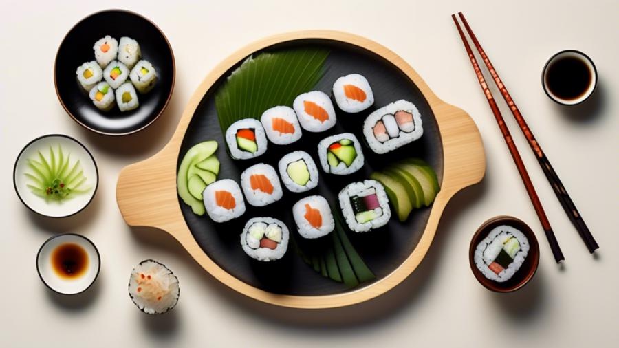 A beautifully composed, top-down image of a sushi plate with neatly arranged eel cucumber rolls. The rolls are carefully crafted with perfectly sliced eel, fresh cucumber, and glistening sushi rice wr