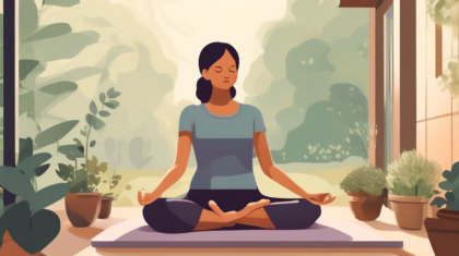 Create an image of a person practicing mindfulness in different everyday situations. The scenes include someone meditating in a serene garden, a person tak